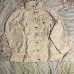 Women’s Old Navy Cream Denim Jacket with Stud Accents
